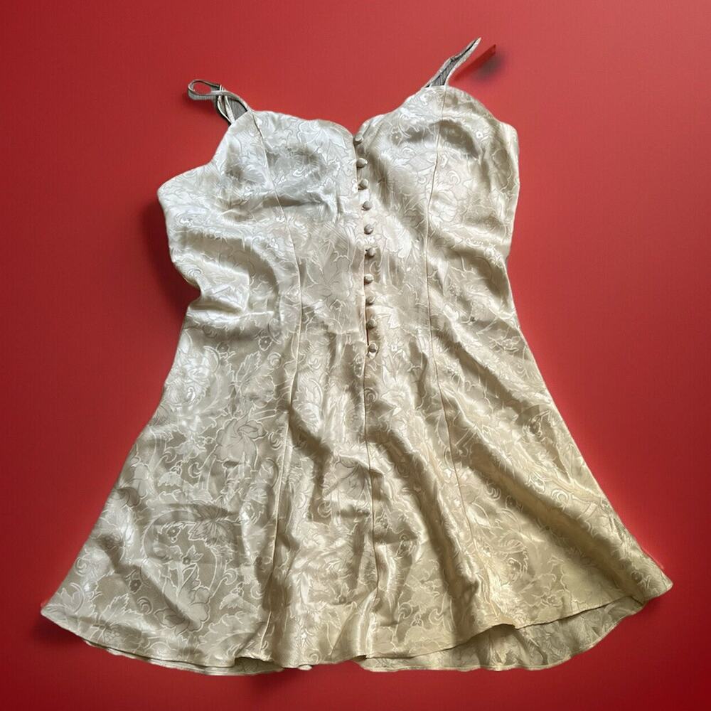 Vintage Gold Tag Victoria Secret Silky Button Down Dress Size s